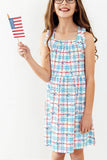 Patriotic Picnic Ruffle Cross Back Dress