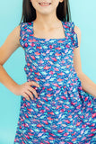 Fish in the Sea Ruffle Cross Back Dress
