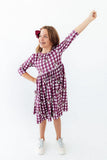 Virginia Tech Plaid Hokie 3/4 Sleeve Pocket Twirl Dress