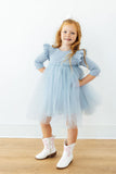 Bluebird Shimmer 3/4 Sleeve Tutu Dress