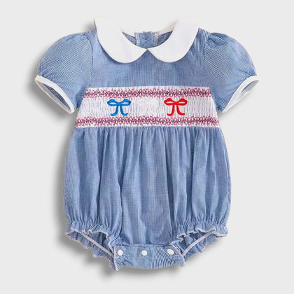 Patriotic Bows Smocked Romper