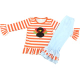 Striped Turkey Top & Blue Pant Set