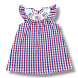 USA Flag Plaid Bishop Dress