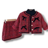 Wine Coco Tweed Skirt Set