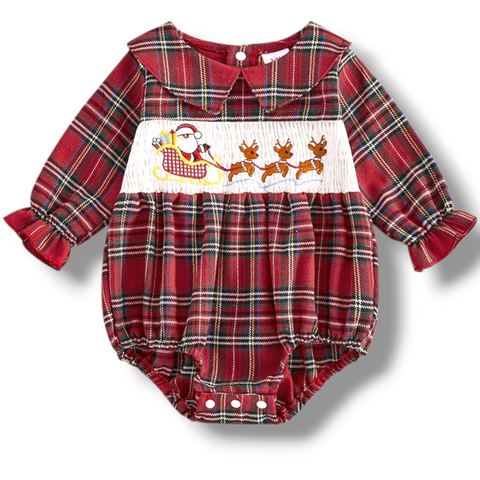 Santa & Reindeer Smocked Romper