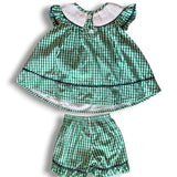 Mallards Smocked Green Gingham Shorts Set