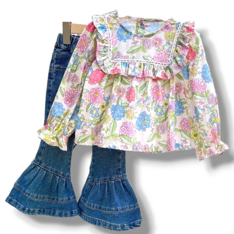 Smock Top & Flare Jeans