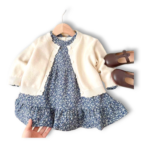 Floral Breath Dress w/Sweater