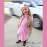 Vestido camisero largo en colores pastel "Lolly" con chaleco de piel sintética opcional