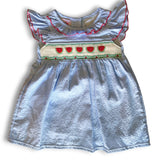 Blue Gingham Watermelon Smocked Bishop Sundress
