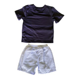 Navy Fish Smocked Shirt w/Shorts Set
