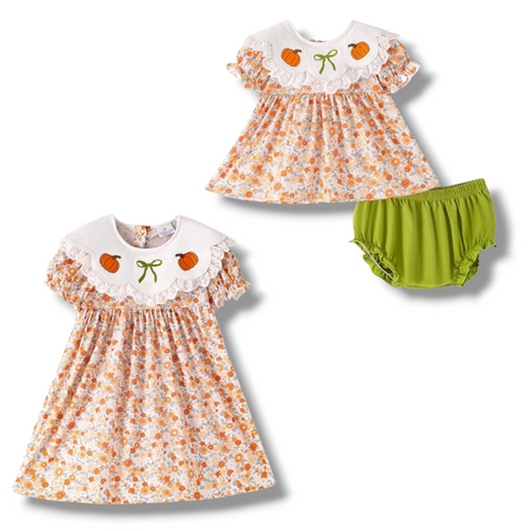 Pumpkin Eyelet Bib Outfit