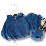 Denim Hoodie Pant Set