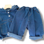 Denim Hoodie Pant Set