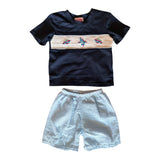 Spaceships Smocked Shirt w/Shorts Set