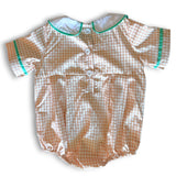 Pumpkin Truck Beige Gingham Romper