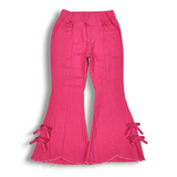 Hot Pink Bow Bell Bottom Jeans