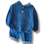 Denim Hoodie Pant Set