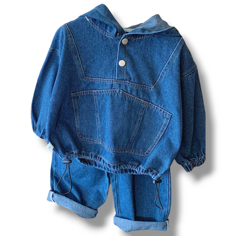 Denim Hoodie Pant Set