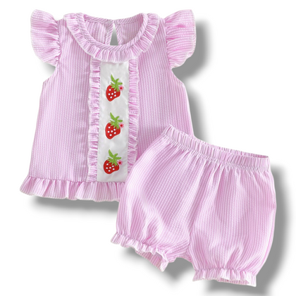 Strawberry Smock Shorts Set