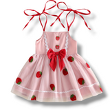 Strawberry Shoulder Tie Tulle Dress