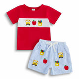 School Bus Smocked Shorts Set