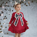 Red Corduroy Bow Dress