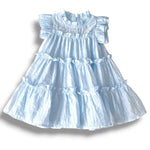 Lt Blue Cotton Ruffle Dress