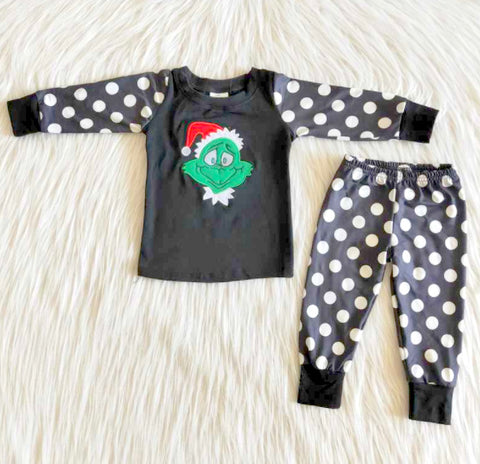 Grinch Black Dotted Pajamas