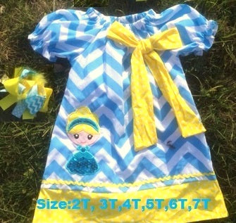 Cinderella Themed Peasant Dress w/Bow *Clearance