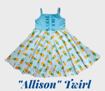 "Allison" Pinstripe & Pineapple Twirl Sundress *Clearance