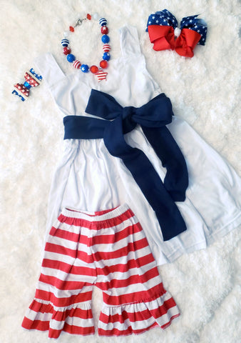 "Bonnie" Red Striped Short Set *Clearance*