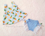"Allison" Pinstripe Pineapples Frilly Set *Clearance