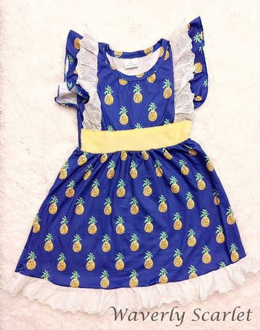 "Ryder" Blue & Pineapple Dress *Clearance
