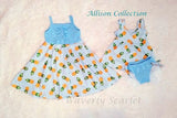 "Allison" Pinstripe Pineapples Frilly Set *Clearance