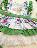 "Sage" Flutter Sleeve Eyelet Ruffle Short Set *Clearance