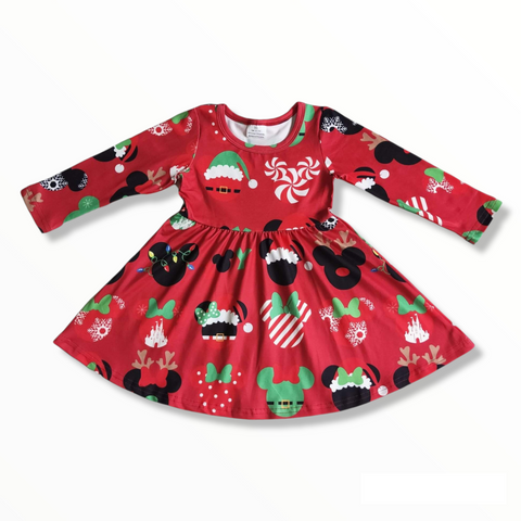 Christmas Mouse Twirl Dress