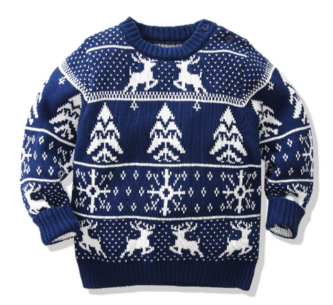 Blue Reindeer & Pine Trees Sweater