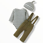 3pc Ribbed Knit Overall Set