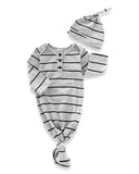 Gray Striped Infant Gown & Hat