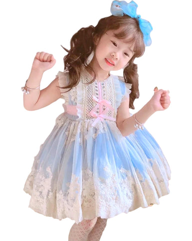 Blue Tulle Princess Lace Dress