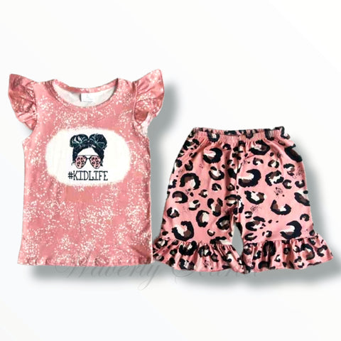 #Kidlife Pink Leopard Short Set
