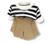 Striped Sweater & Khaki Short Set
