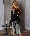 "Panthera" Black Tunic Striped Pant Set *Clearance