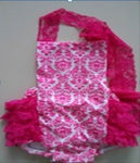 Hot Pink Damask Bubble Romper *Clearance*